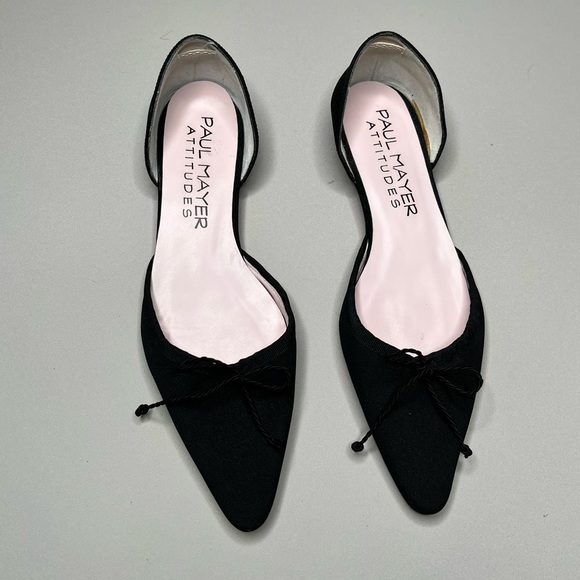Paul Mayer Attitudes Black Pointed Toe D’Orsay Flats 8 - Picture 10 of 10
